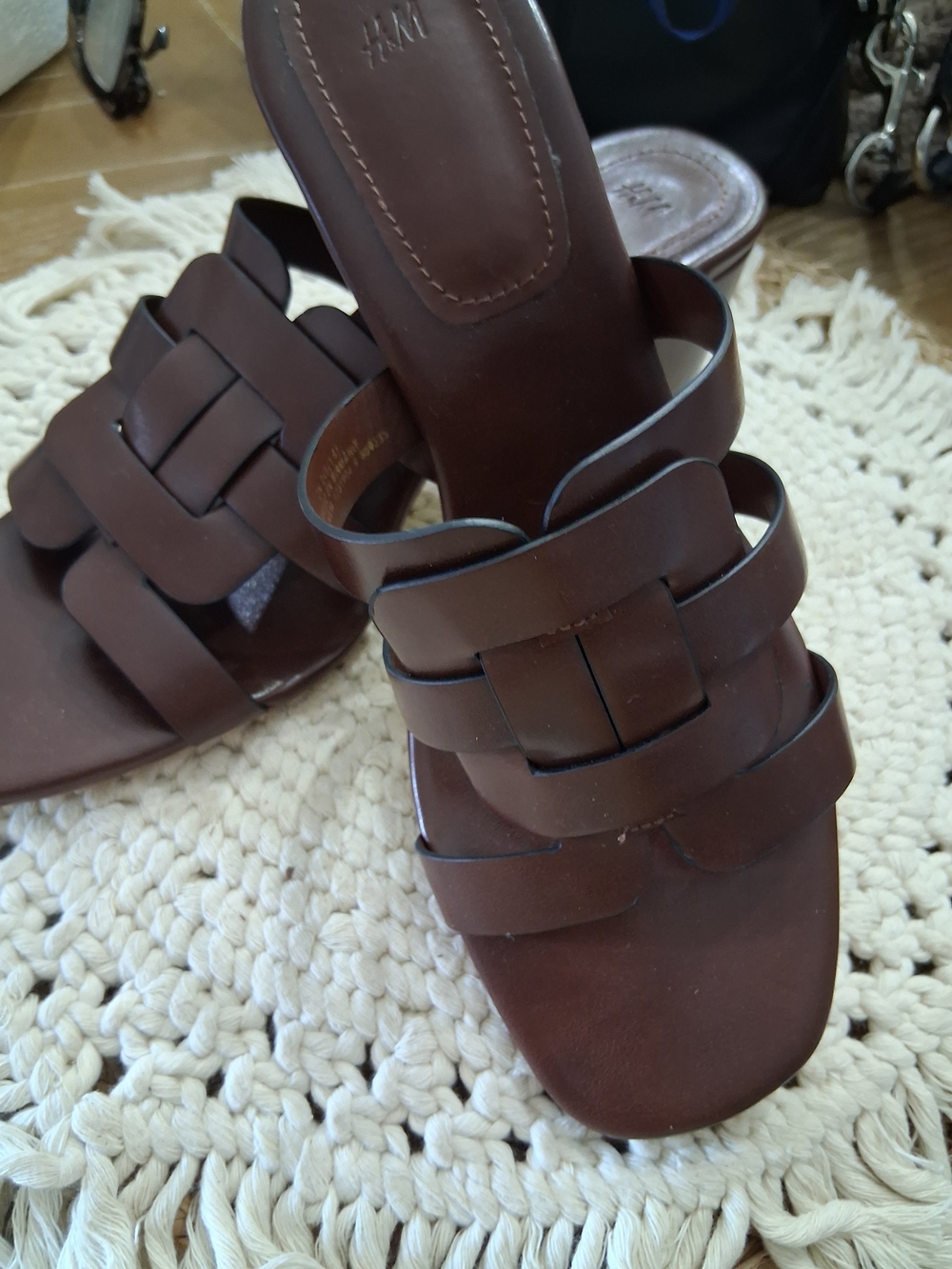 H&M Brown Braided Strap Slide Mules
